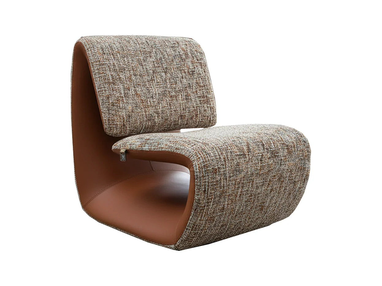 Fauteuil club - beige Similicuir, tissu - HAZEL