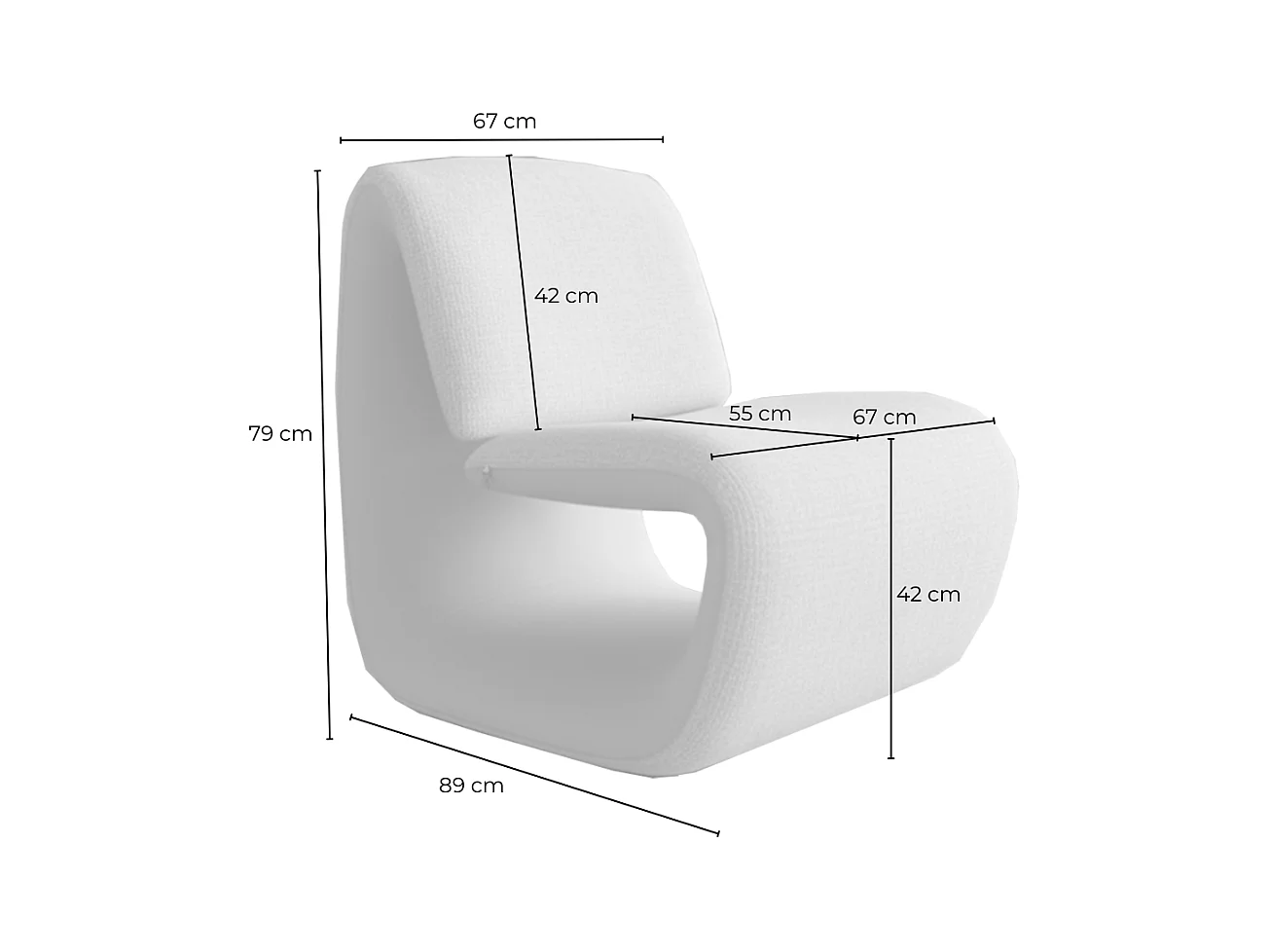 Fauteuil club - beige Similicuir, tissu - HAZEL