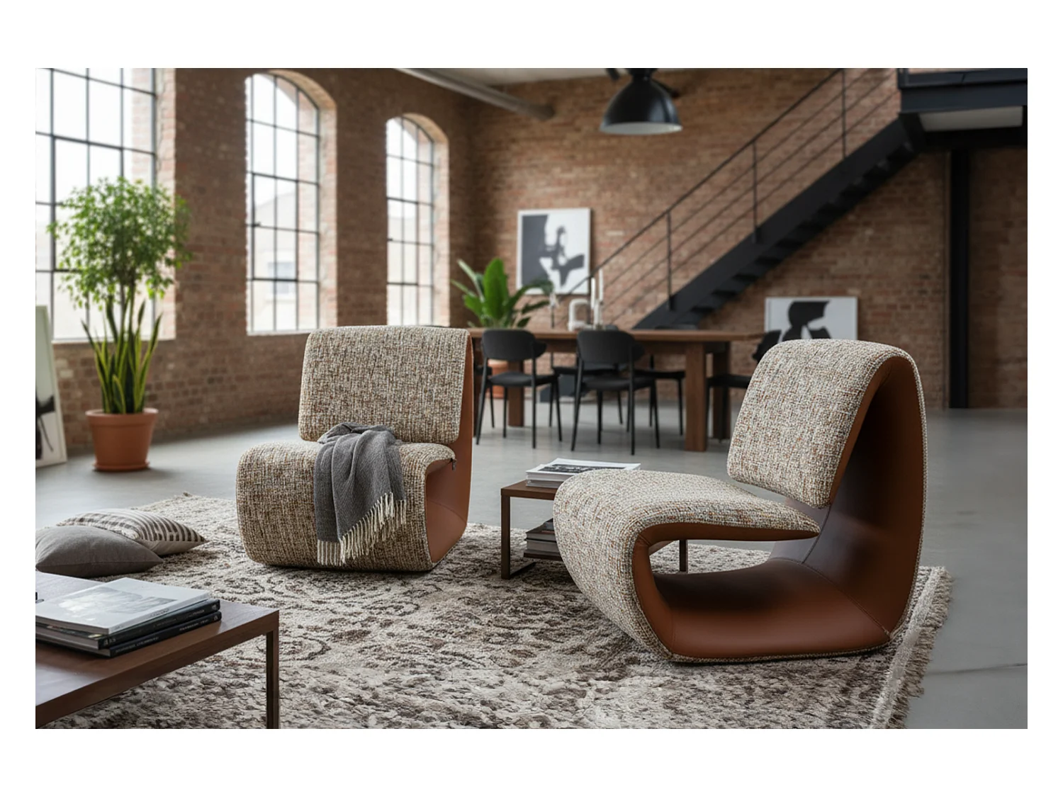 Fauteuil club - beige Similicuir, tissu - HAZEL