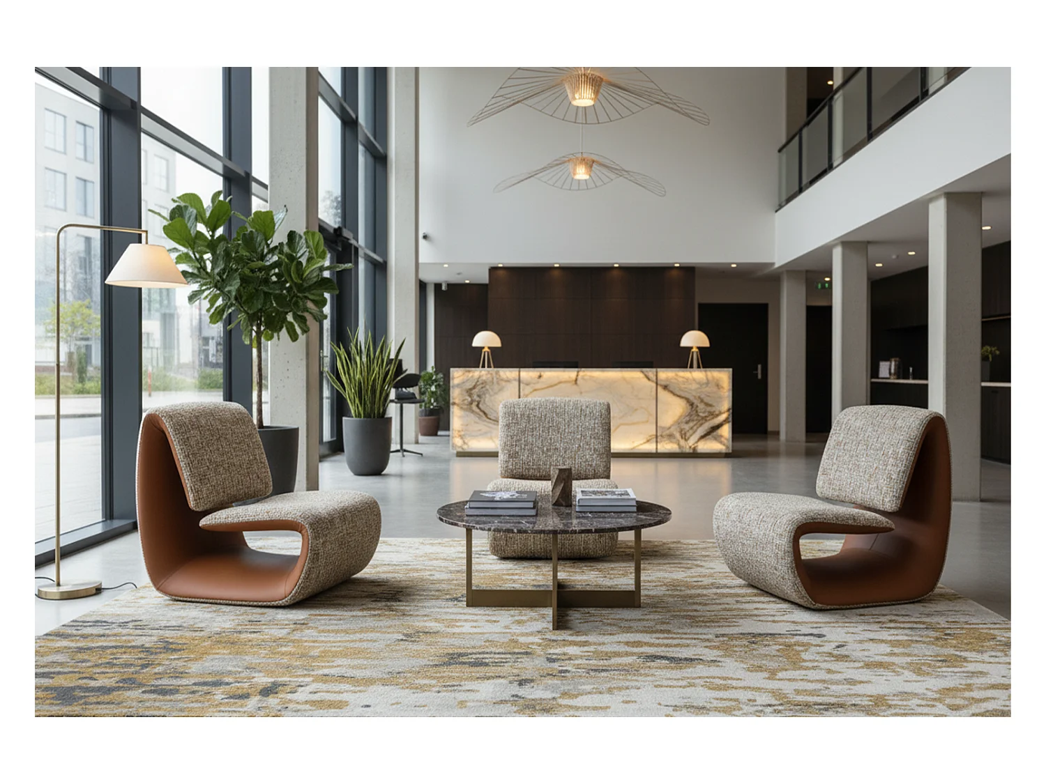 Fauteuil club - beige Similicuir, tissu - HAZEL