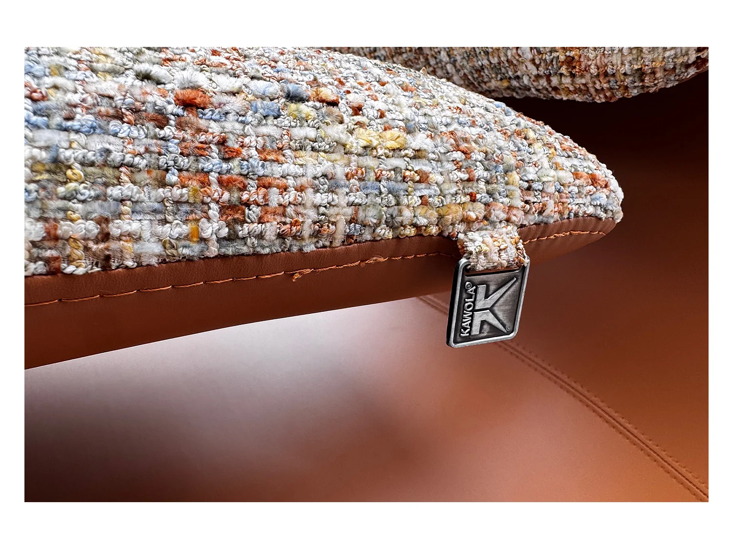 Fauteuil club - beige Similicuir, tissu - HAZEL