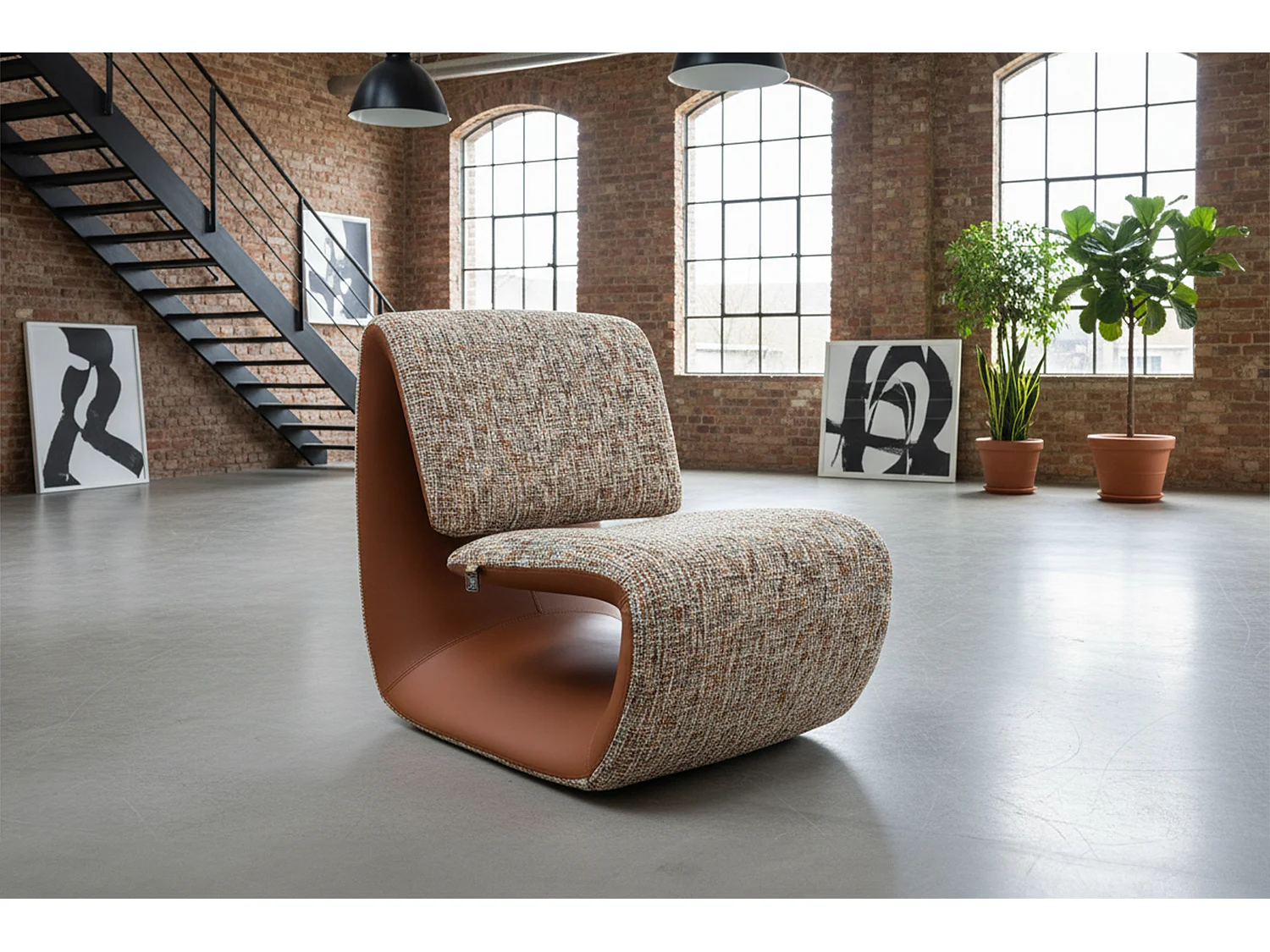 Poltrona club - beige Finta pelle, tessuto - HAZEL