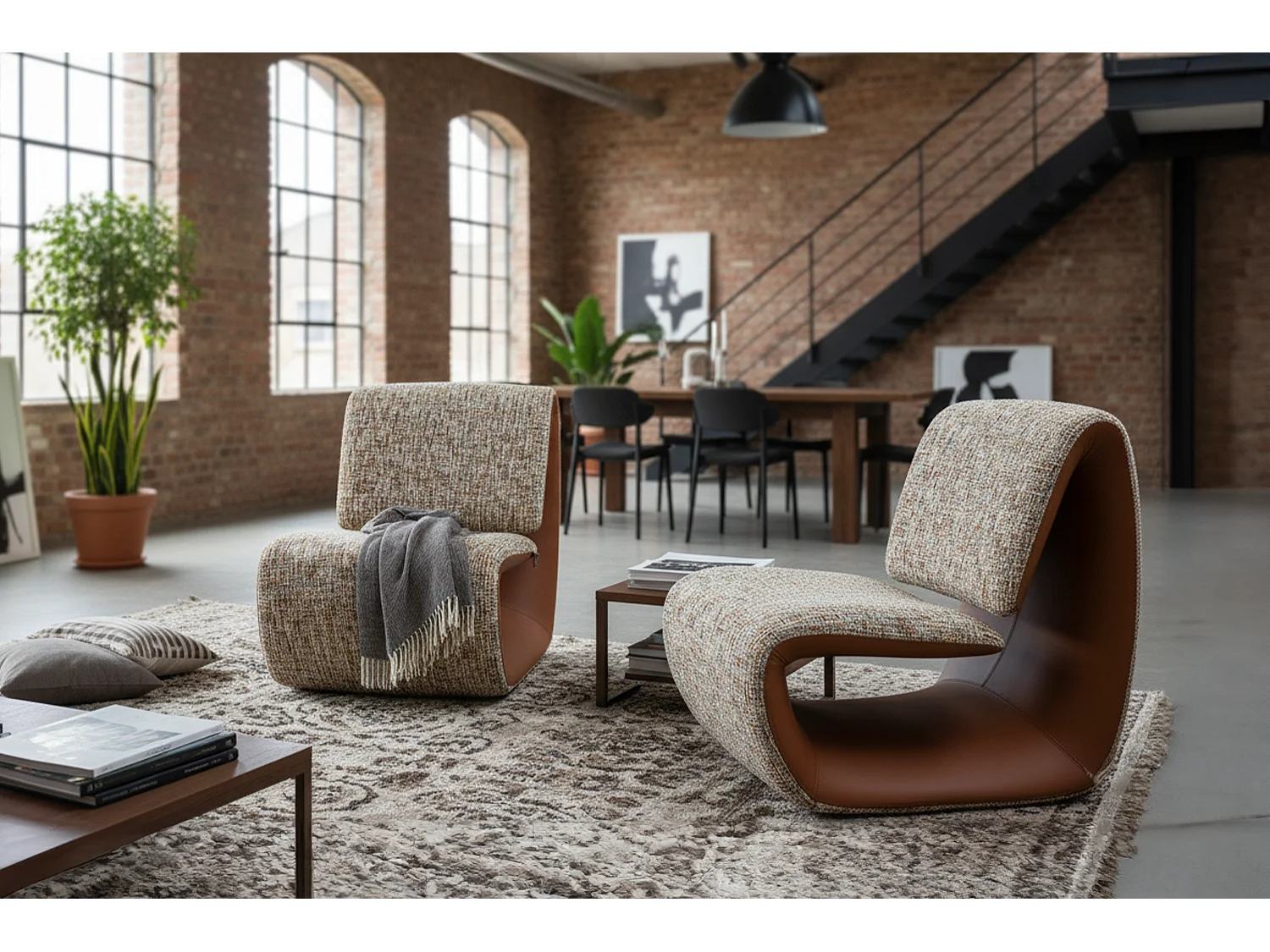 Poltrona club - beige Finta pelle, tessuto - HAZEL