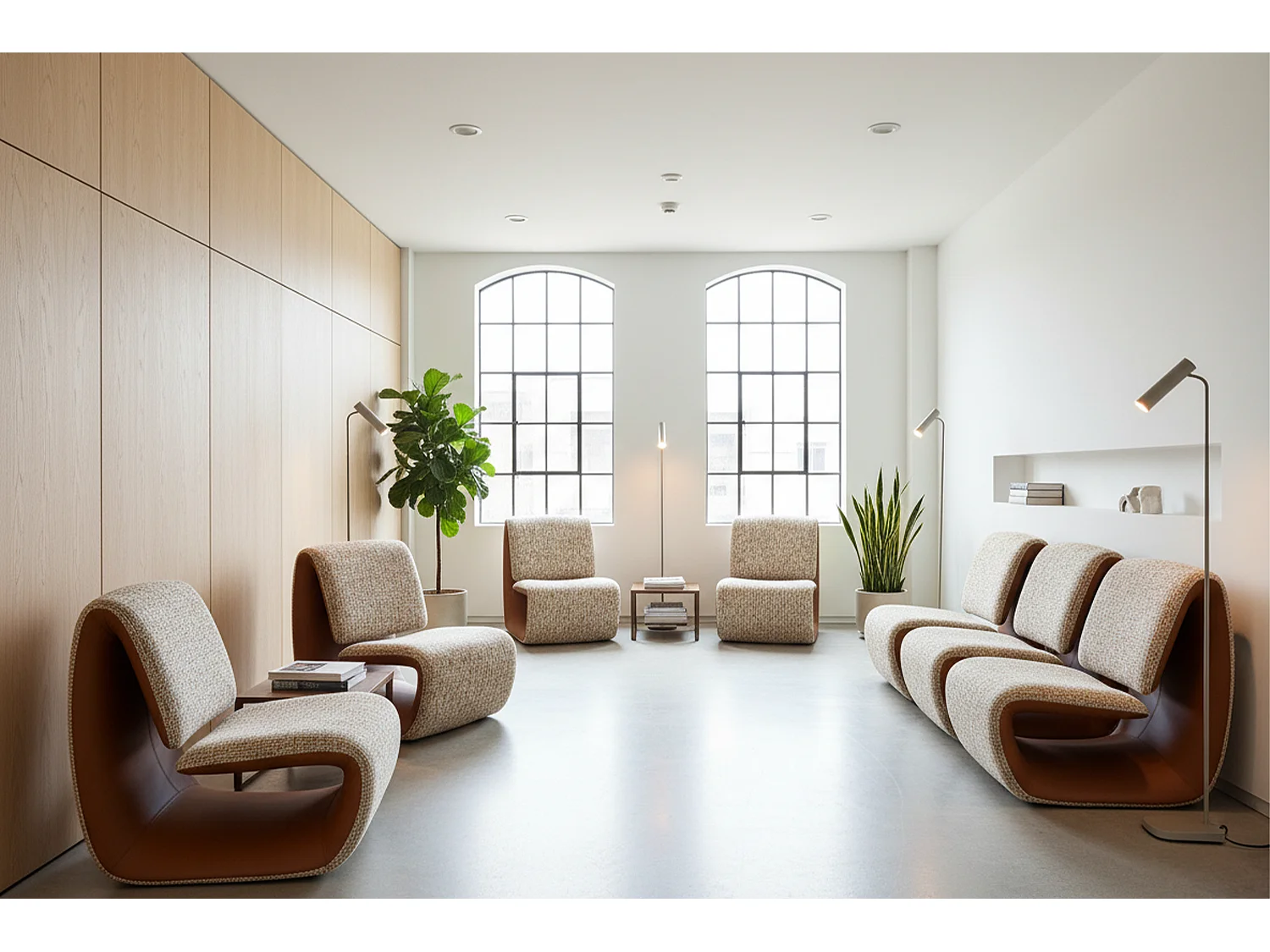 Poltrona club - beige Finta pelle, tessuto - HAZEL