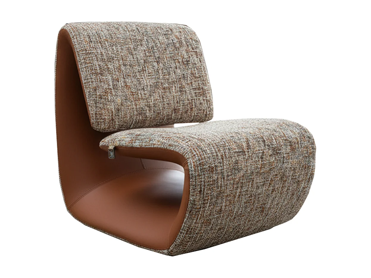 Lounge- Cocktail- Clubsessel - Beige Kunstleder, Webstoff - HAZEL