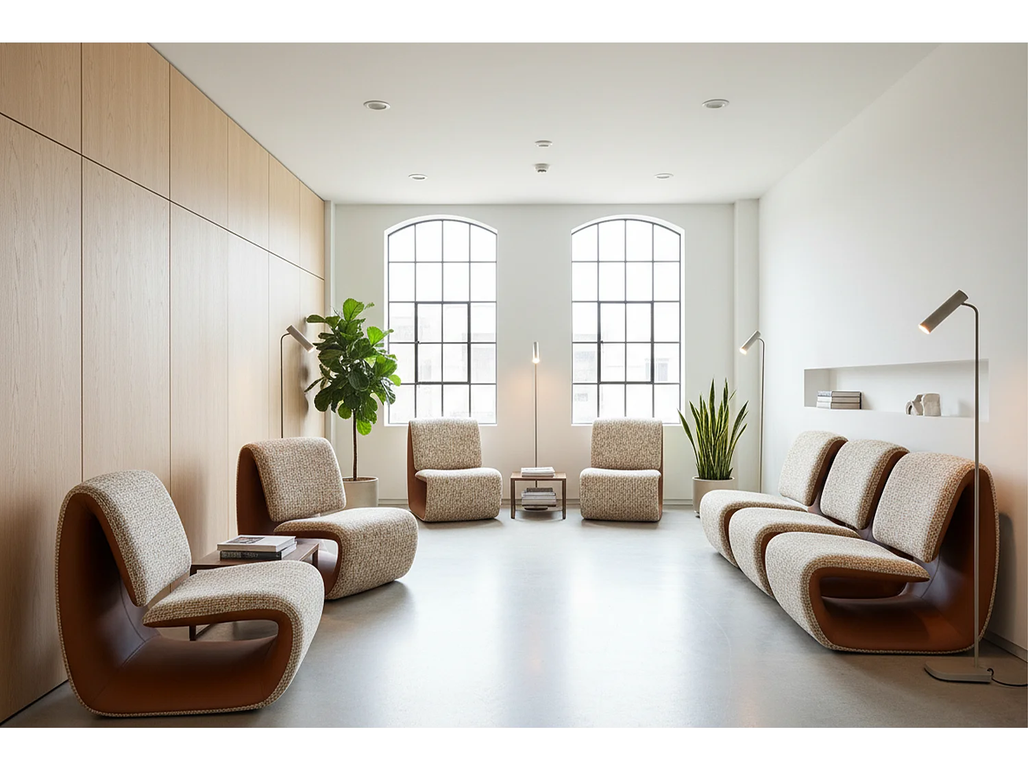 Lounge- Cocktail- Clubsessel - Beige Kunstleder, Webstoff - HAZEL