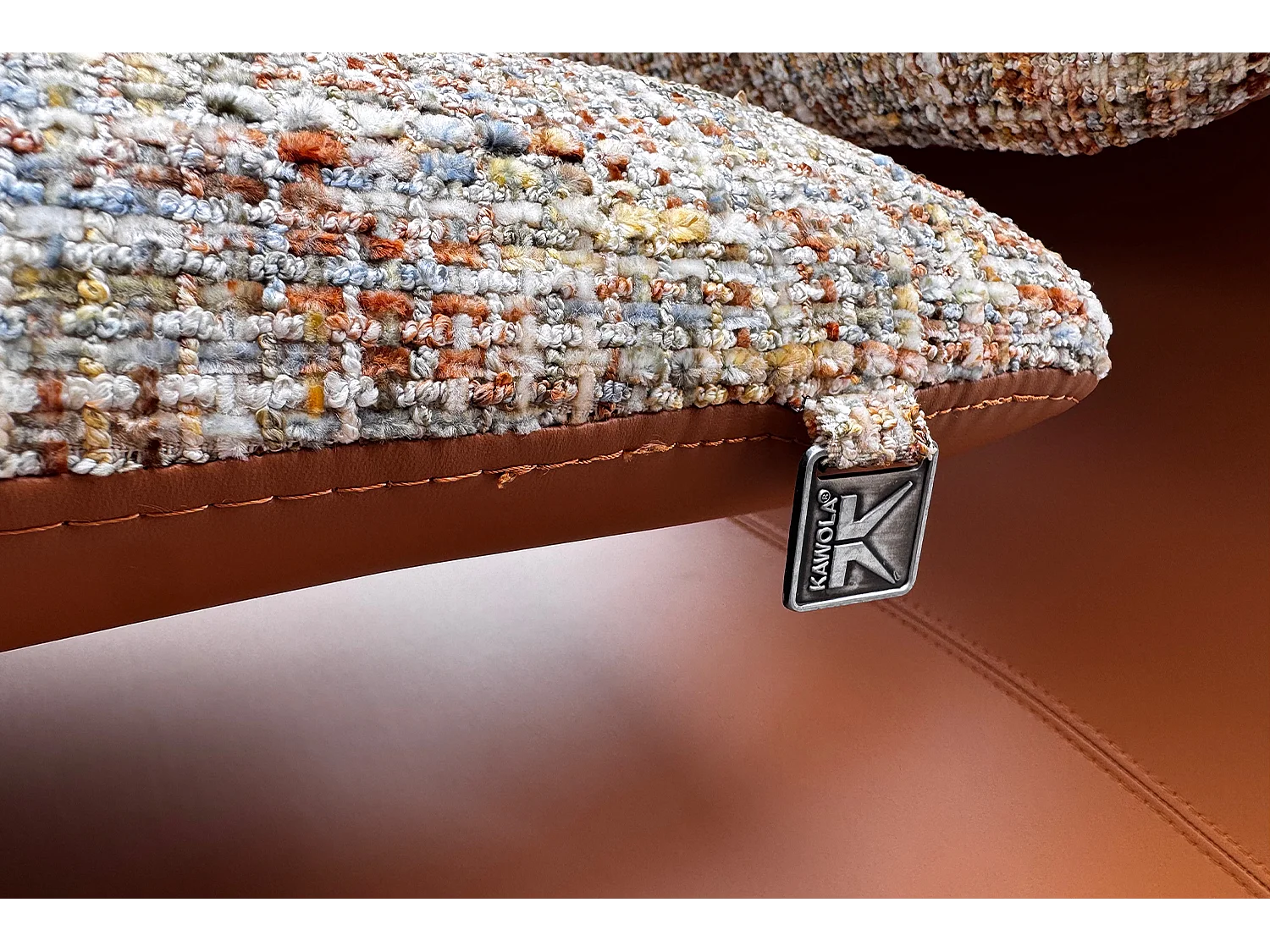 Lounge- Cocktail- Clubsessel - Beige Kunstleder, Webstoff - HAZEL