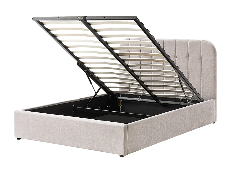 Lit ottoman Tissu CHALLANS 140 x 200 cm Beige