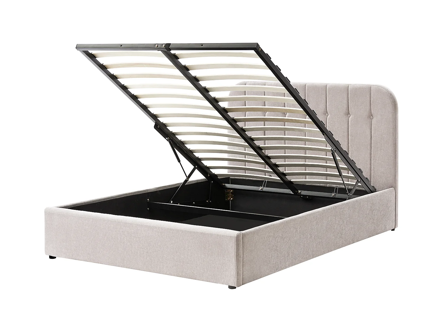 Lit ottoman Tissu CHALLANS 140 x 200 cm Beige