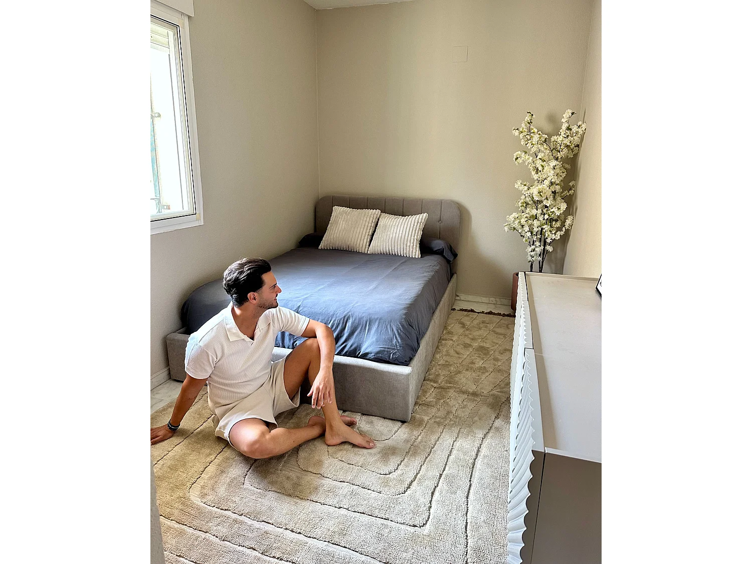 Ottoman Bed CHALLANS Chenille Taupe 140 x 200 cm (EU Double)