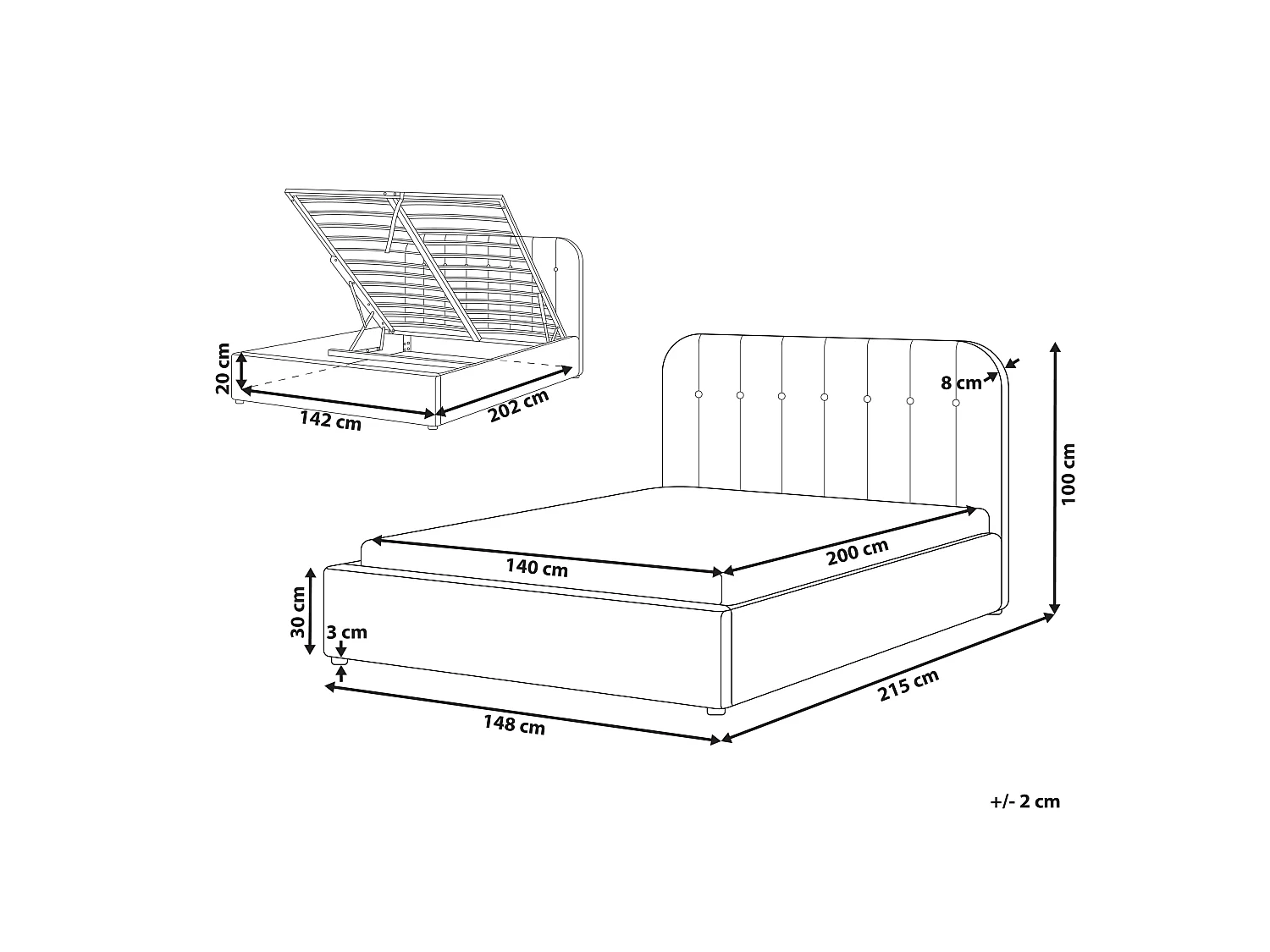 Ottoman Bed CHALLANS Chenille Taupe 140 x 200 cm (EU Double)