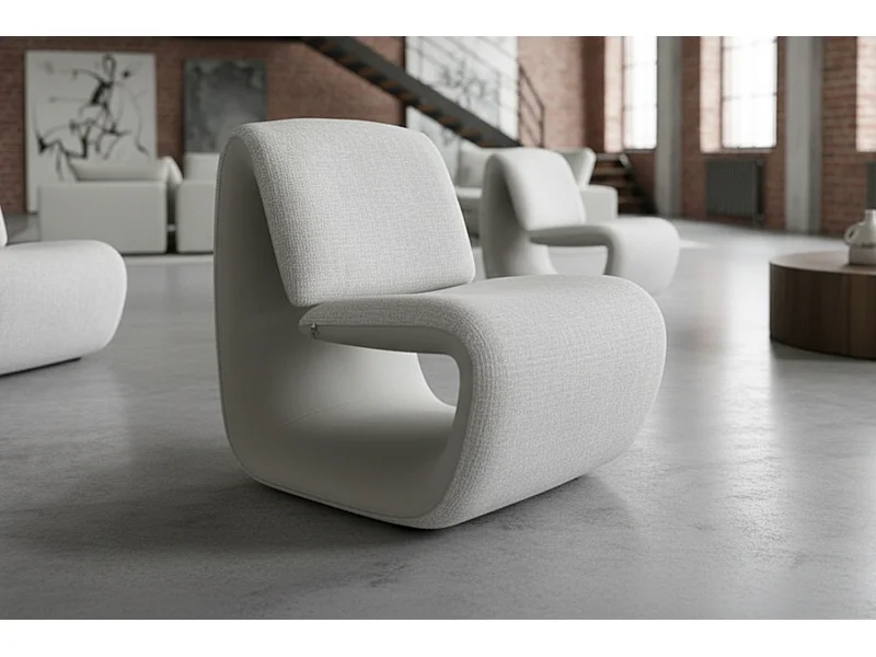 Fauteuil club - Gris Similicuir, tissu - HAZEL