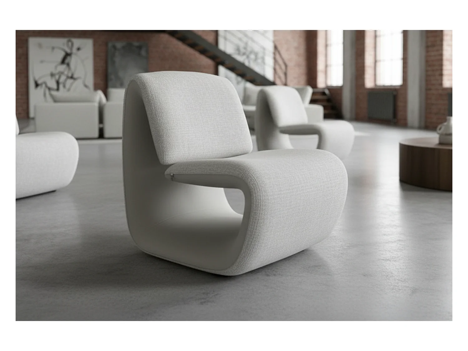 Fauteuil club - Gris Similicuir, tissu - HAZEL