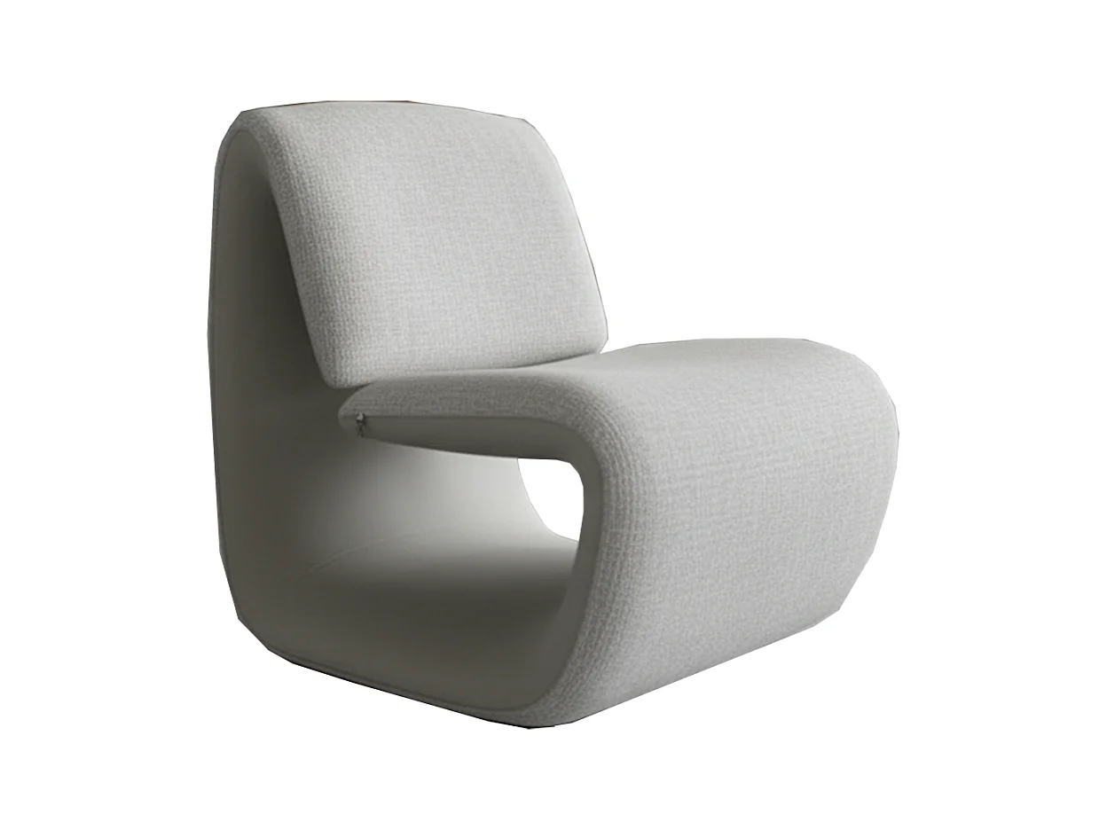 Fauteuil club - Gris Similicuir, tissu - HAZEL