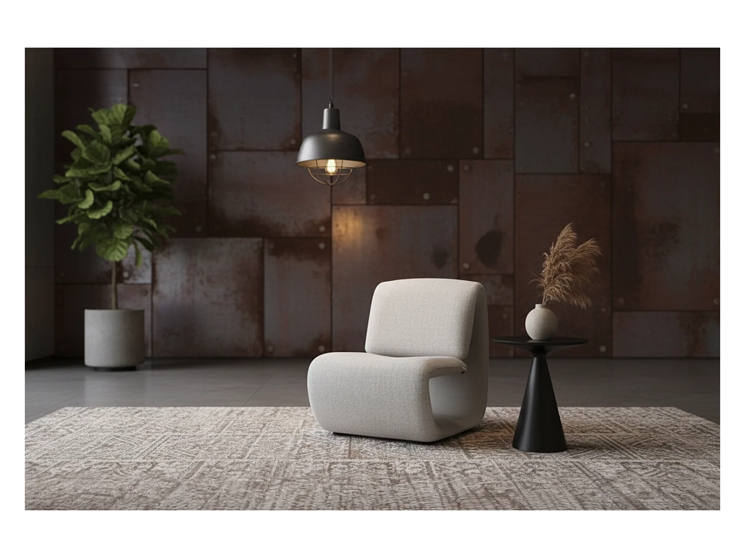 Fauteuil club - Gris Similicuir, tissu - HAZEL