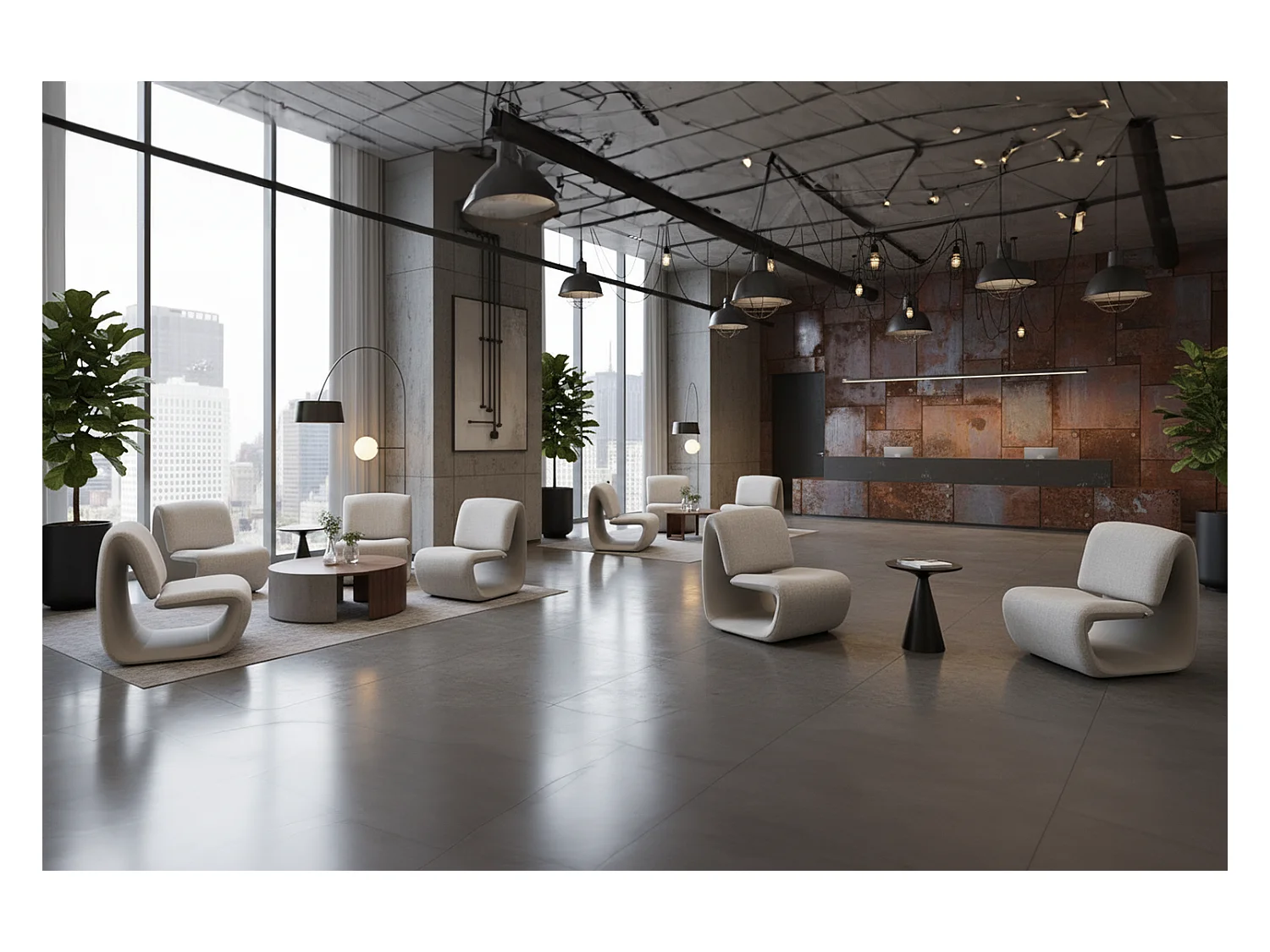 Fauteuil club - Gris Similicuir, tissu - HAZEL