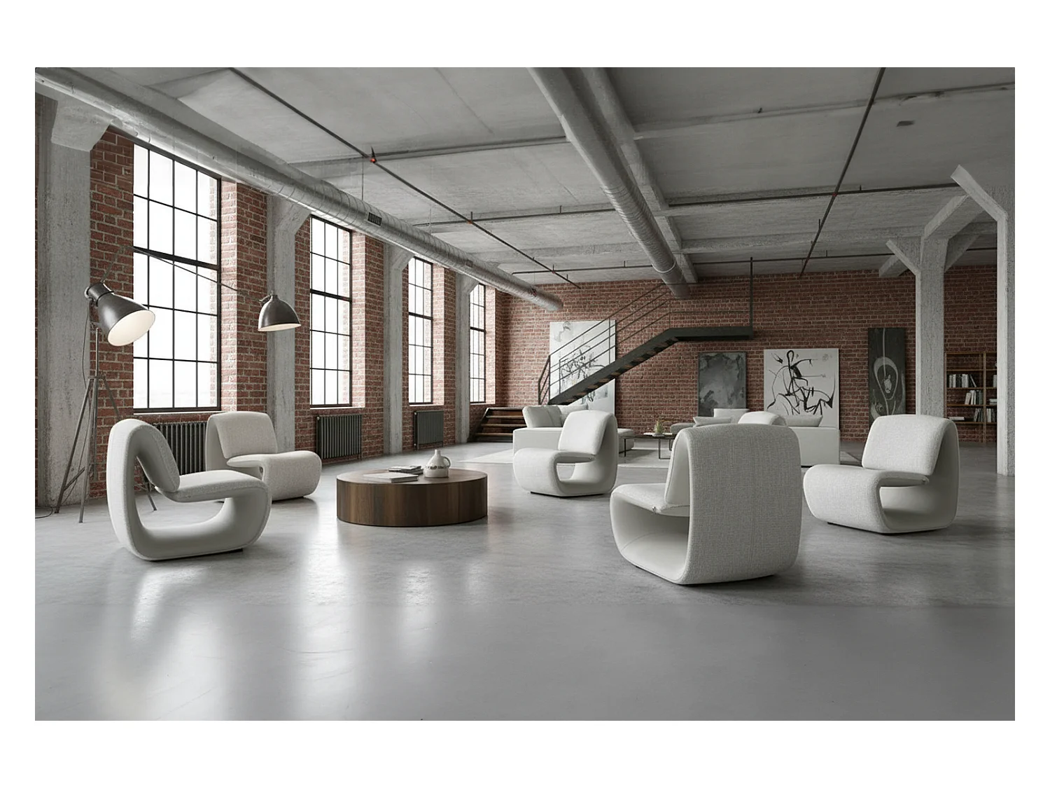 Fauteuil club - Gris Similicuir, tissu - HAZEL