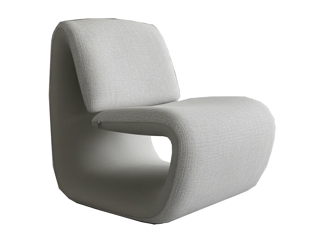 Poltrona club - Grigio Finta pelle, tessuto - HAZEL