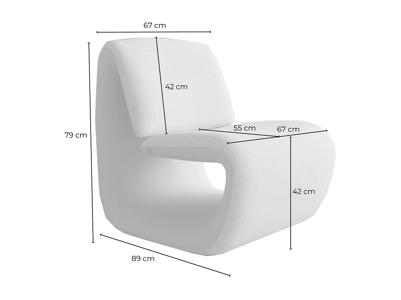 Lounge- Cocktail- Clubsessel - Grau Kunstleder, Webstoff - HAZEL