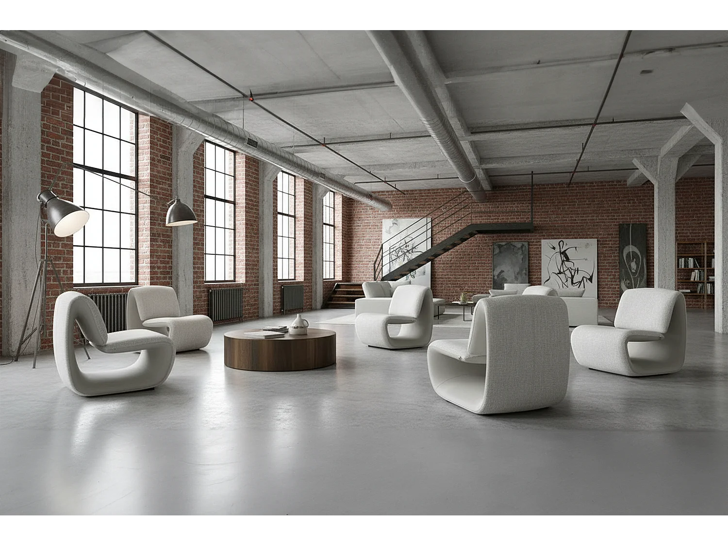 Lounge- Cocktail- Clubsessel - Grau Kunstleder, Webstoff - HAZEL