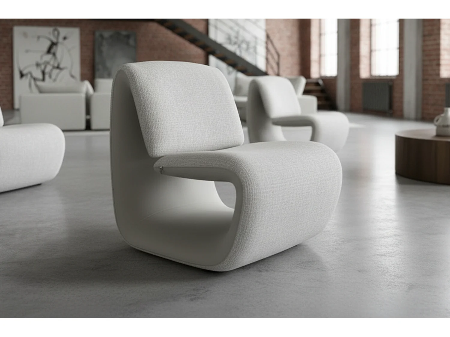 Lounge- Cocktail- Clubsessel - Grau Kunstleder, Webstoff - HAZEL