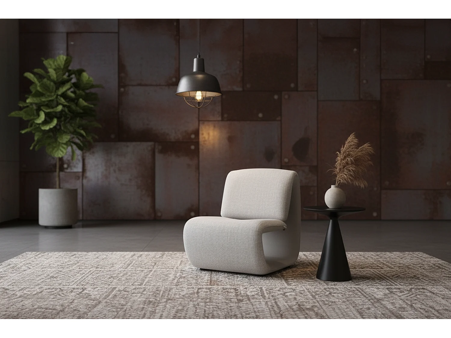 Lounge- Cocktail- Clubsessel - Grau Kunstleder, Webstoff - HAZEL