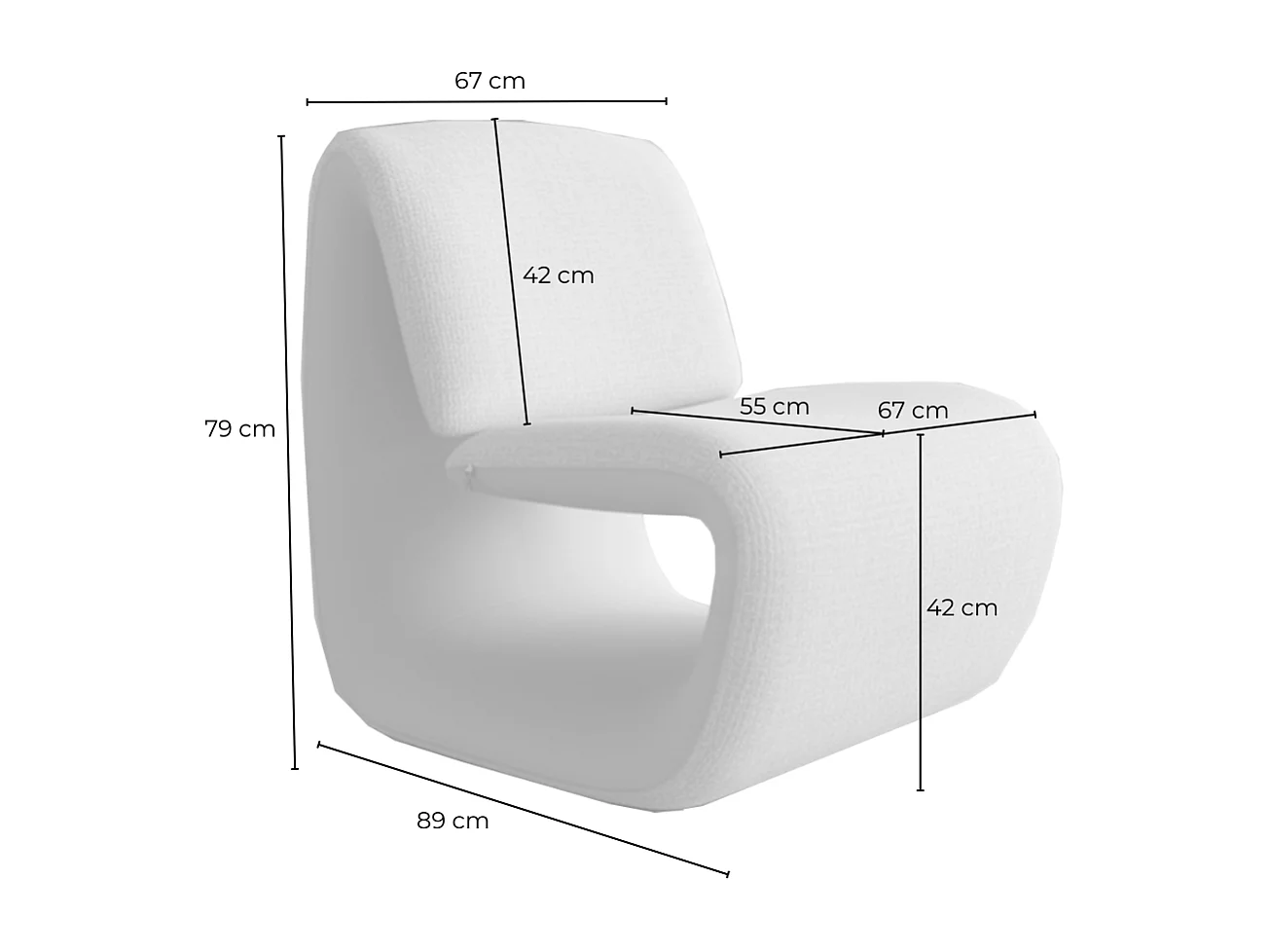 Lounge- Cocktail- Clubsessel - Grau Kunstleder, Webstoff - HAZEL