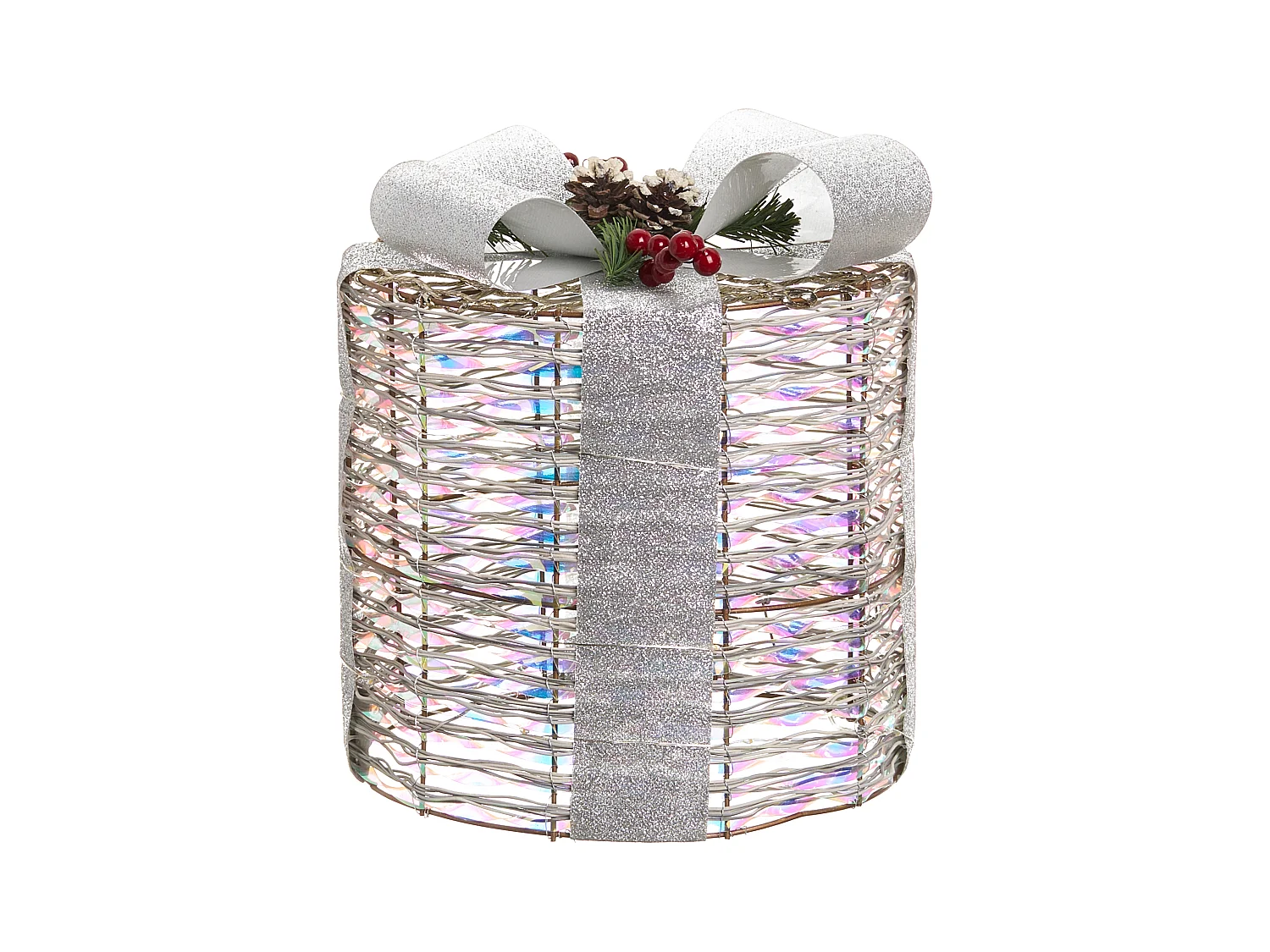 Lot de 3 décorations de Noël LED JULSO Cadeaux de Noël 20/25/30 cm Argenté