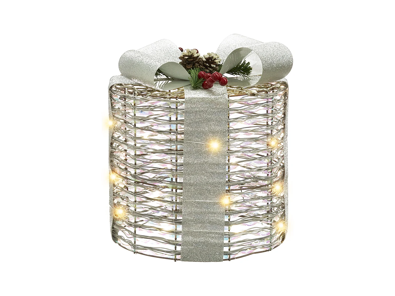 Lot de 3 décorations de Noël LED JULSO Cadeaux de Noël 20/25/30 cm Argenté