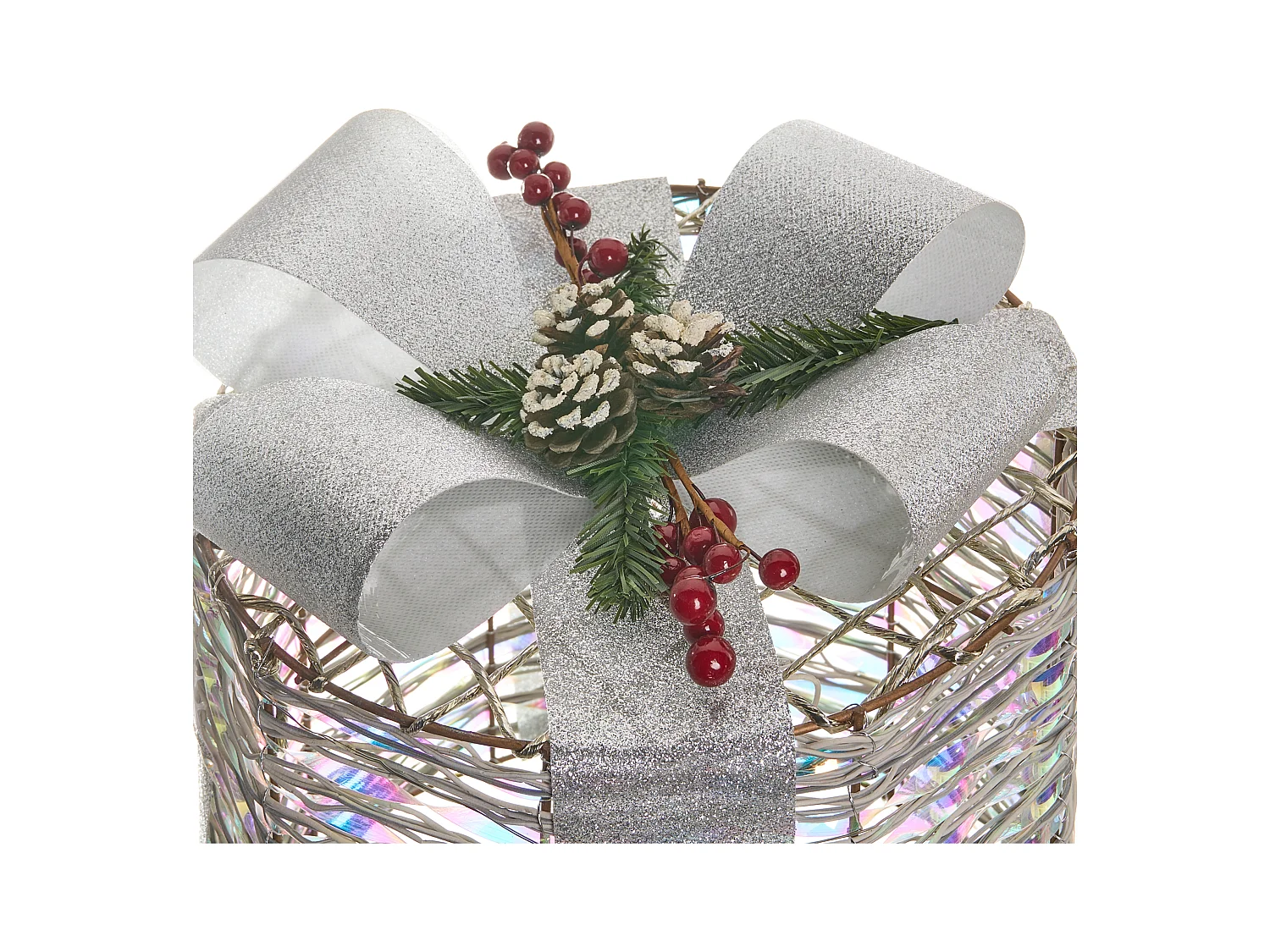 Lot de 3 décorations de Noël LED JULSO Cadeaux de Noël 20/25/30 cm Argenté