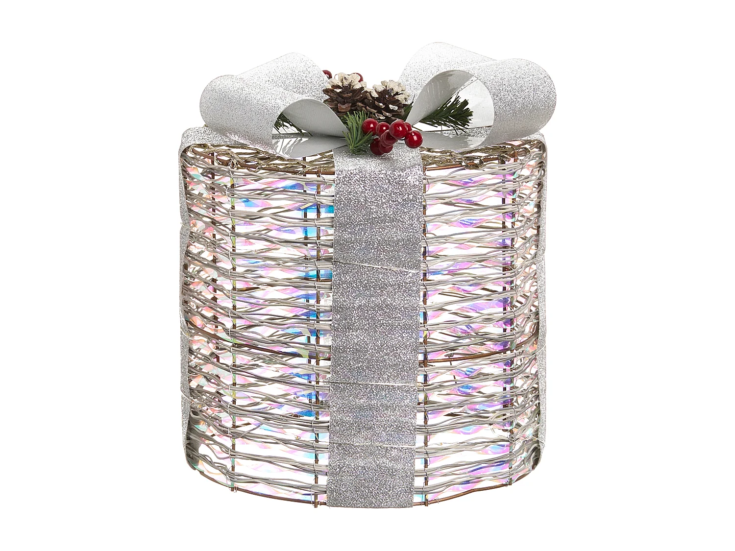 Lot de 3 décorations de Noël LED JULSO Cadeaux de Noël 20/25/30 cm Argenté