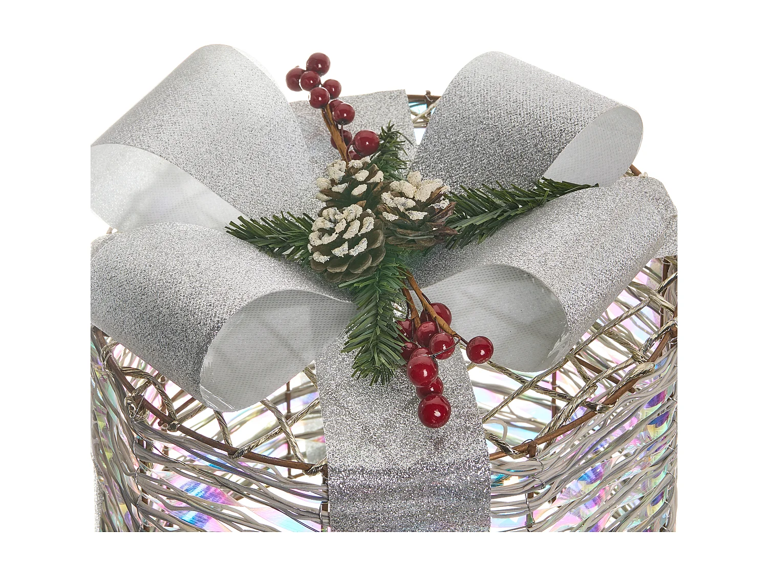 Lot de 3 décorations de Noël LED JULSO Cadeaux de Noël 20/25/30 cm Argenté