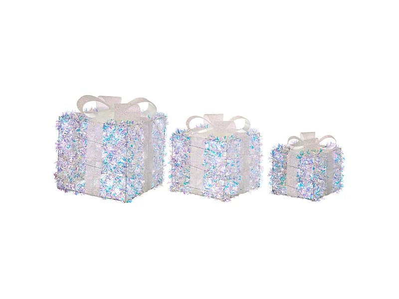 Lot de 3 décorations de Noël LED HALLANGEN Cadeaux de Noël 20/25/30 cm Multicolore