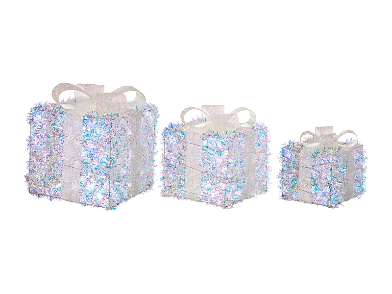 Lot de 3 décorations de Noël LED HALLANGEN Cadeaux de Noël 20/25/30 cm Multicolore