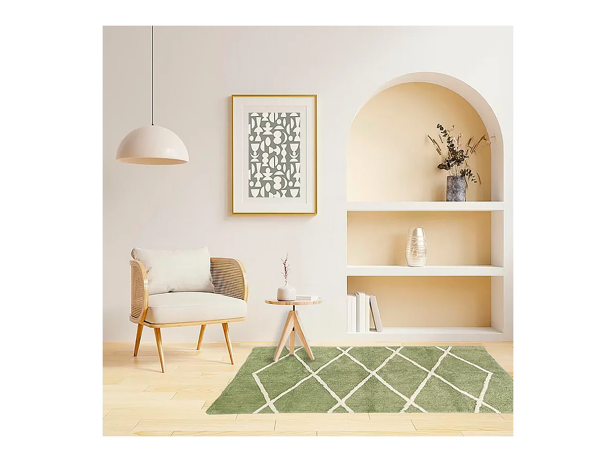 Tapis déco type berbère en coton tufté 100x150cm