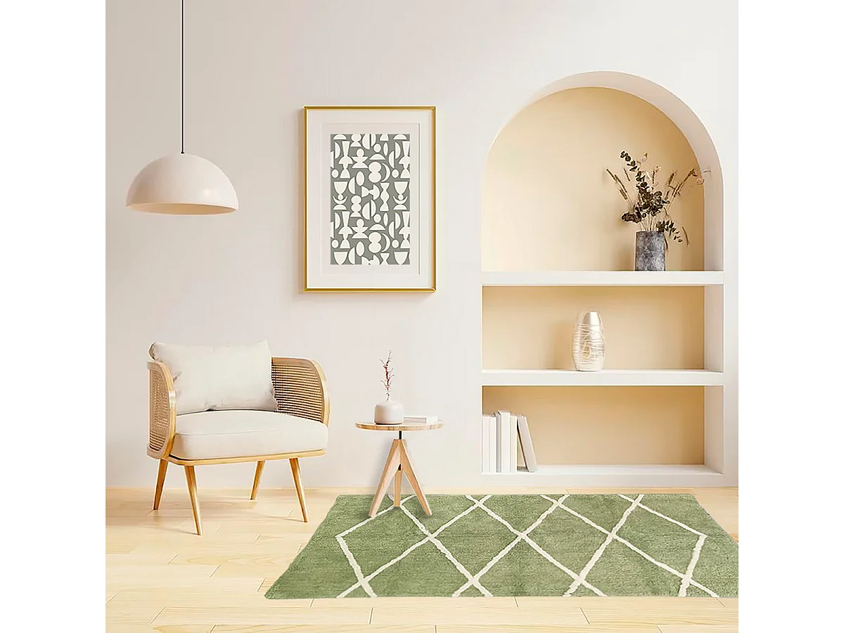 Tapis déco type berbère en coton tufté 100x150cm