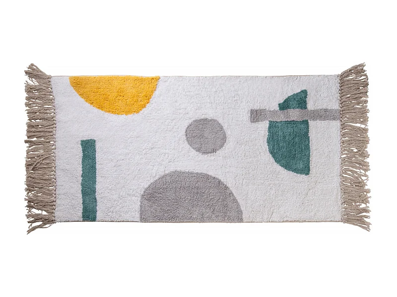 Tapis déco figuratif à franges en coton 60x120cm