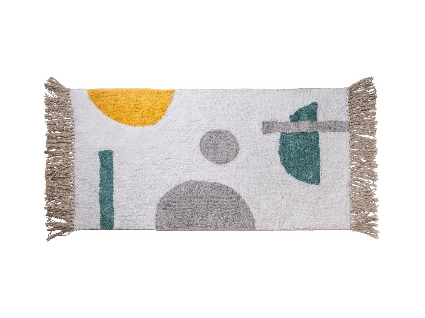 Tapis déco figuratif à franges en coton 60x120cm