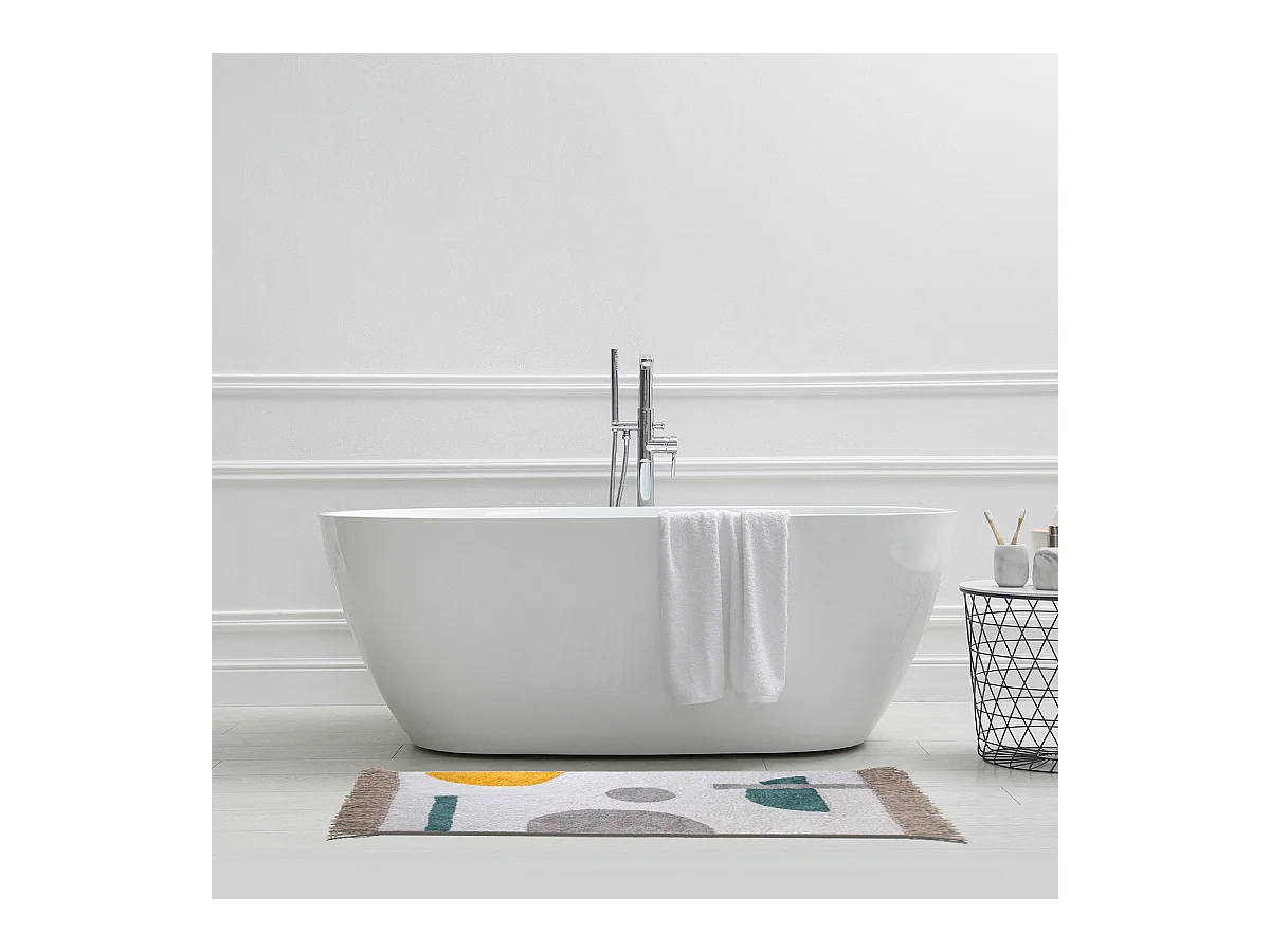 Tapis déco figuratif à franges en coton 60x120cm