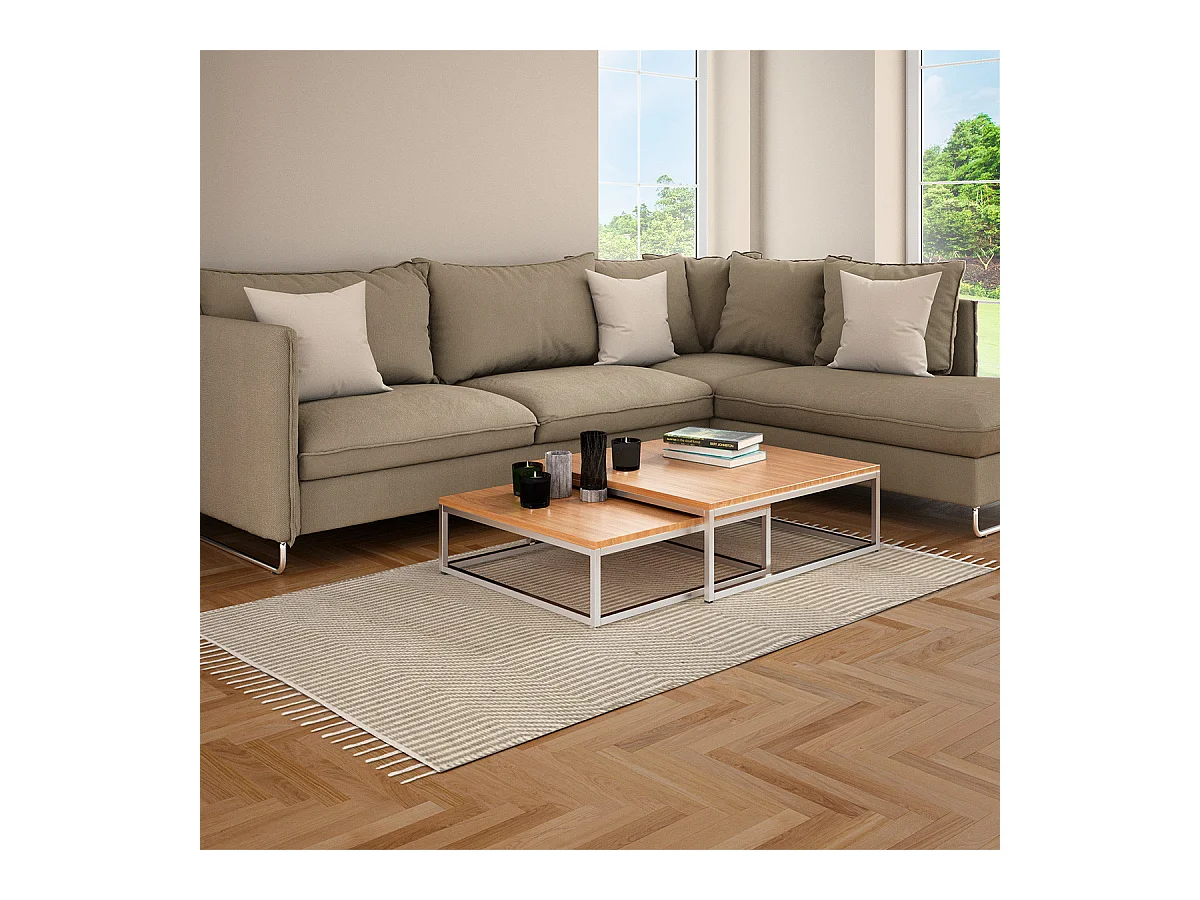 Tapis déco à franges en jute et coton 60x120cm