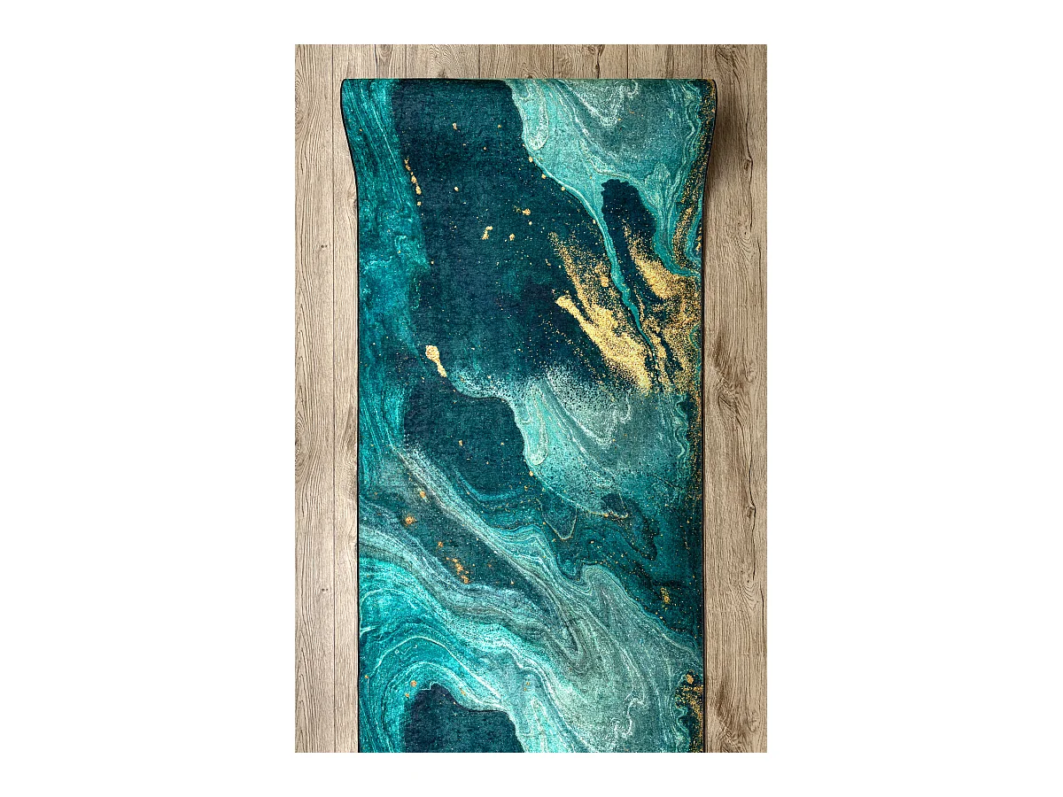 CHODNIK podgumowany DO PRANIA LOTUS SHADOWS 37750 Abstrakcja zielony / 60x220 cm