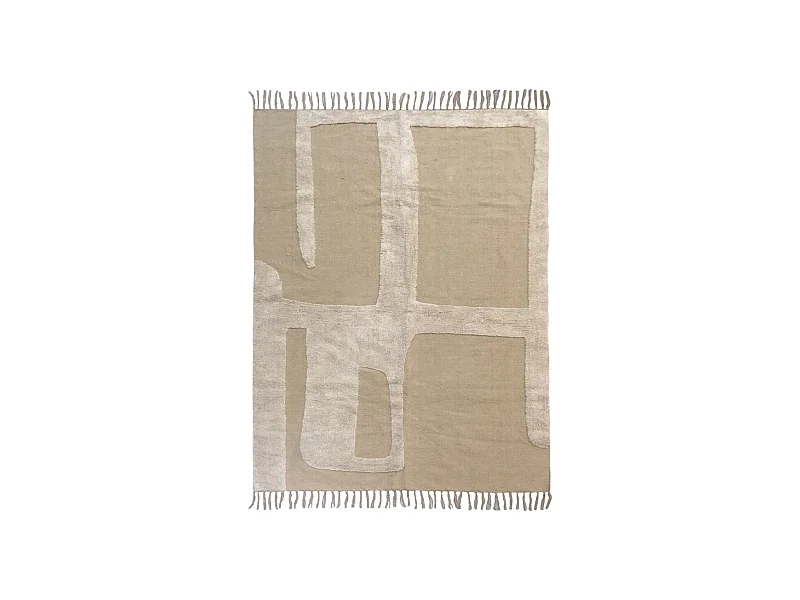 Tapis déco à franges abstrait en coton 140x200cm