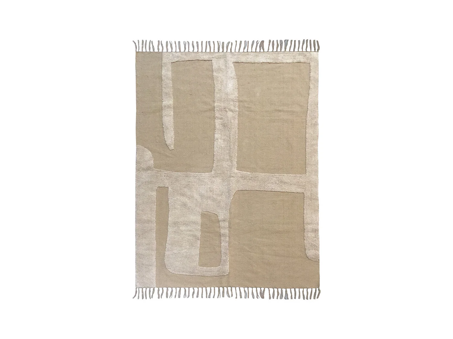 Tapis déco à franges abstrait en coton 140x200cm