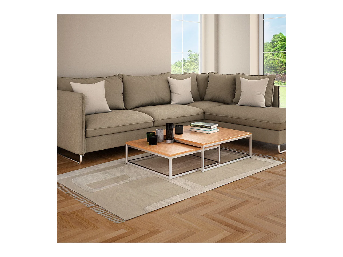 Tapis déco à franges abstrait en coton 140x200cm