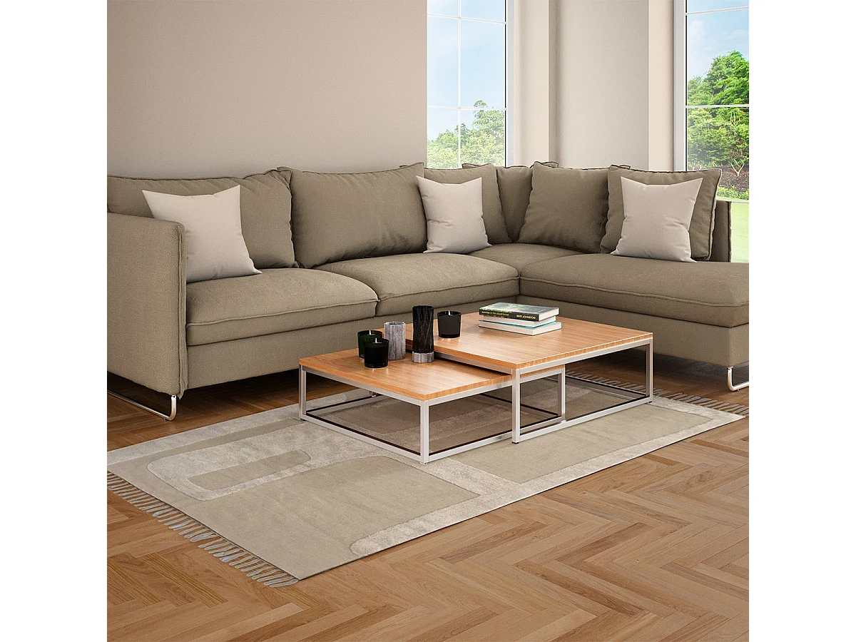 Tapis déco à franges abstrait en coton 140x200cm