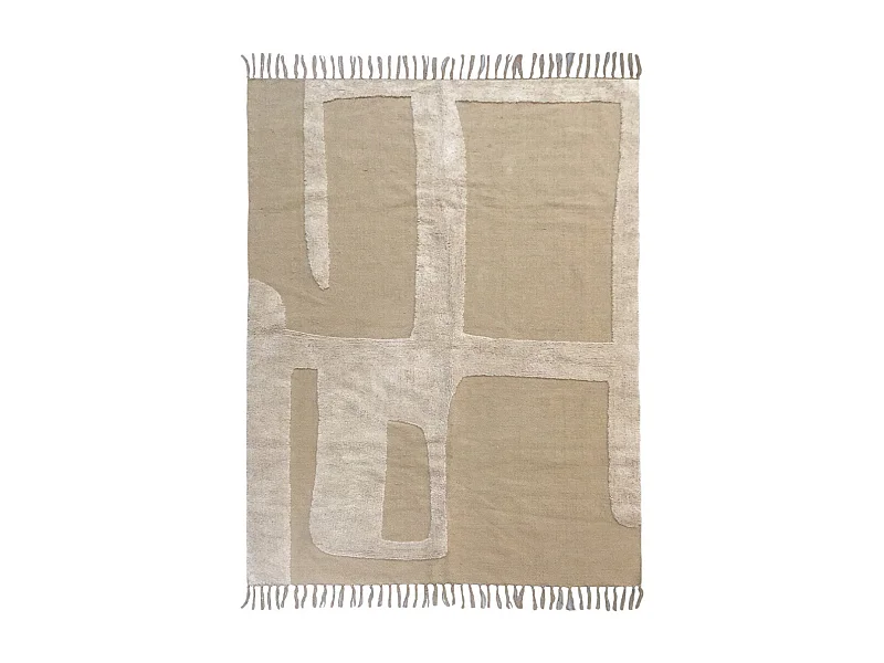 Tapis déco à franges abstrait en coton 140x200cm