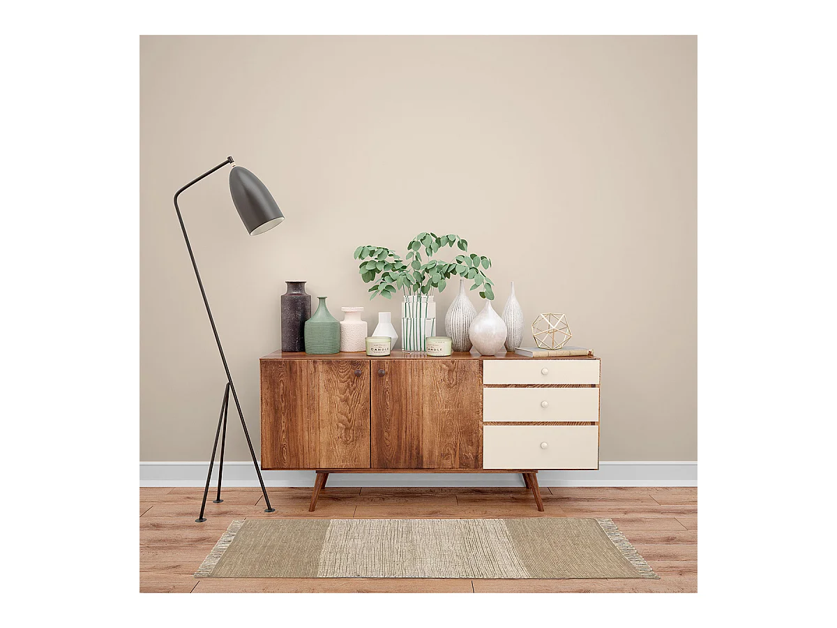 Tapis déco à franges en jute et coton 60x120cm