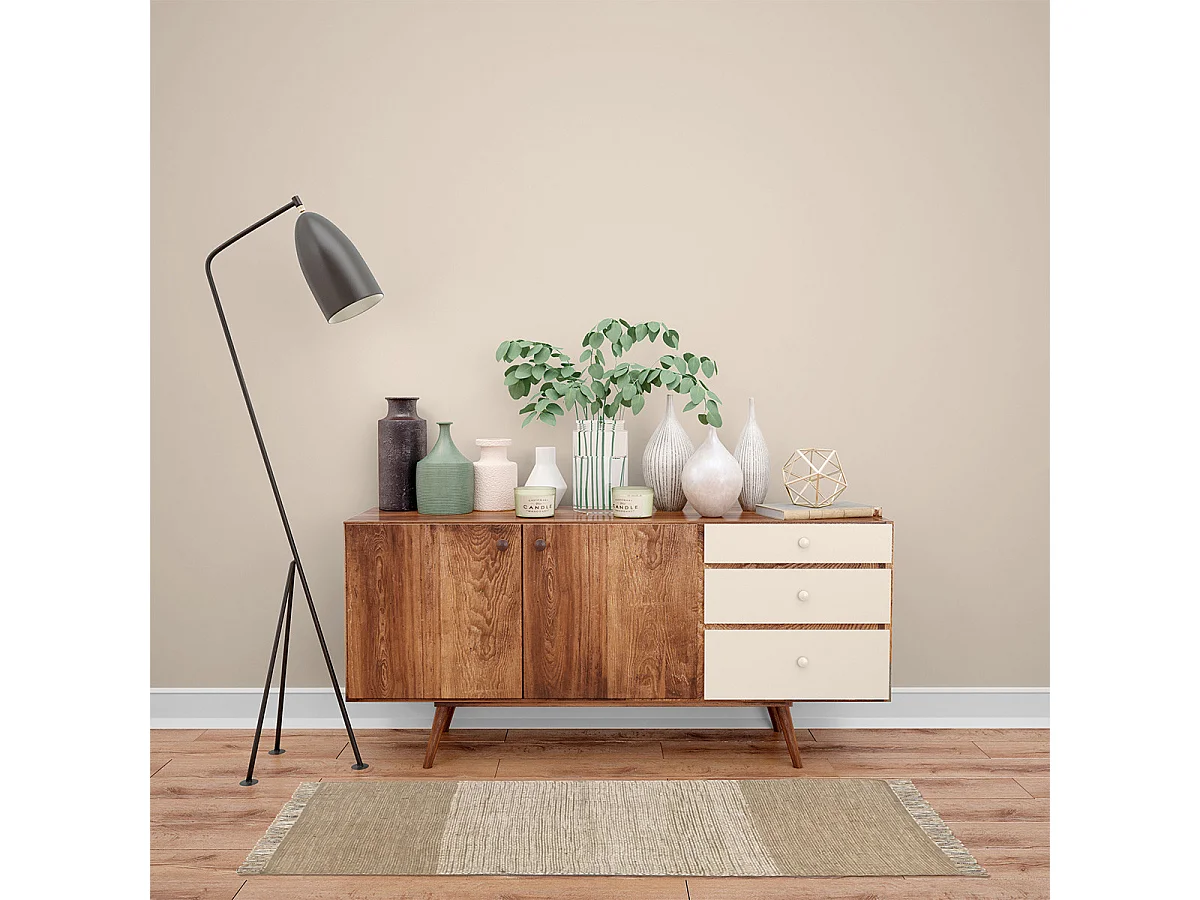 Tapis déco à franges en jute et coton 60x120cm