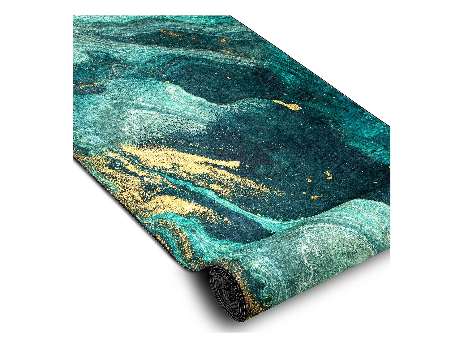 TAPIS DE COULOIR antidérapant LOTUS SHADOWS 37750 Abstraction vert /  100x920 cm