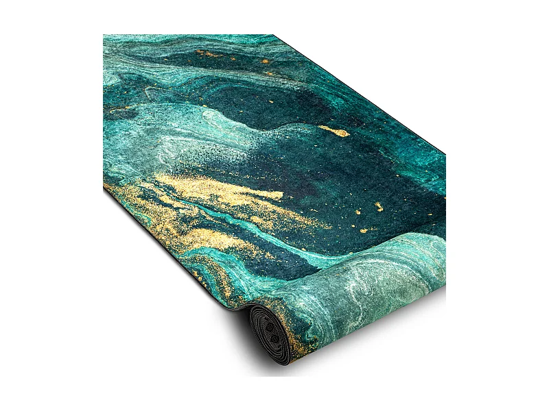 Läufer Antirutsch LOTUS SHADOWS 37750 Abstraktion grün / gold ZUM WA 80x480 cm